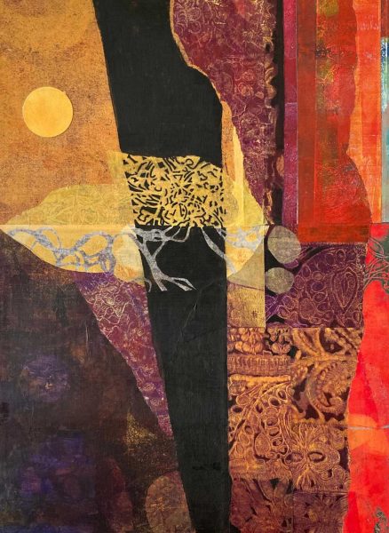 Desert song, mixed media collage, Maureen Little